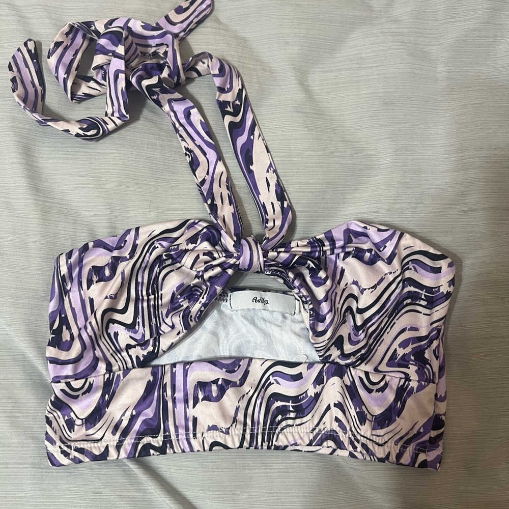 Adika Purple and Black Swirl Crop Top